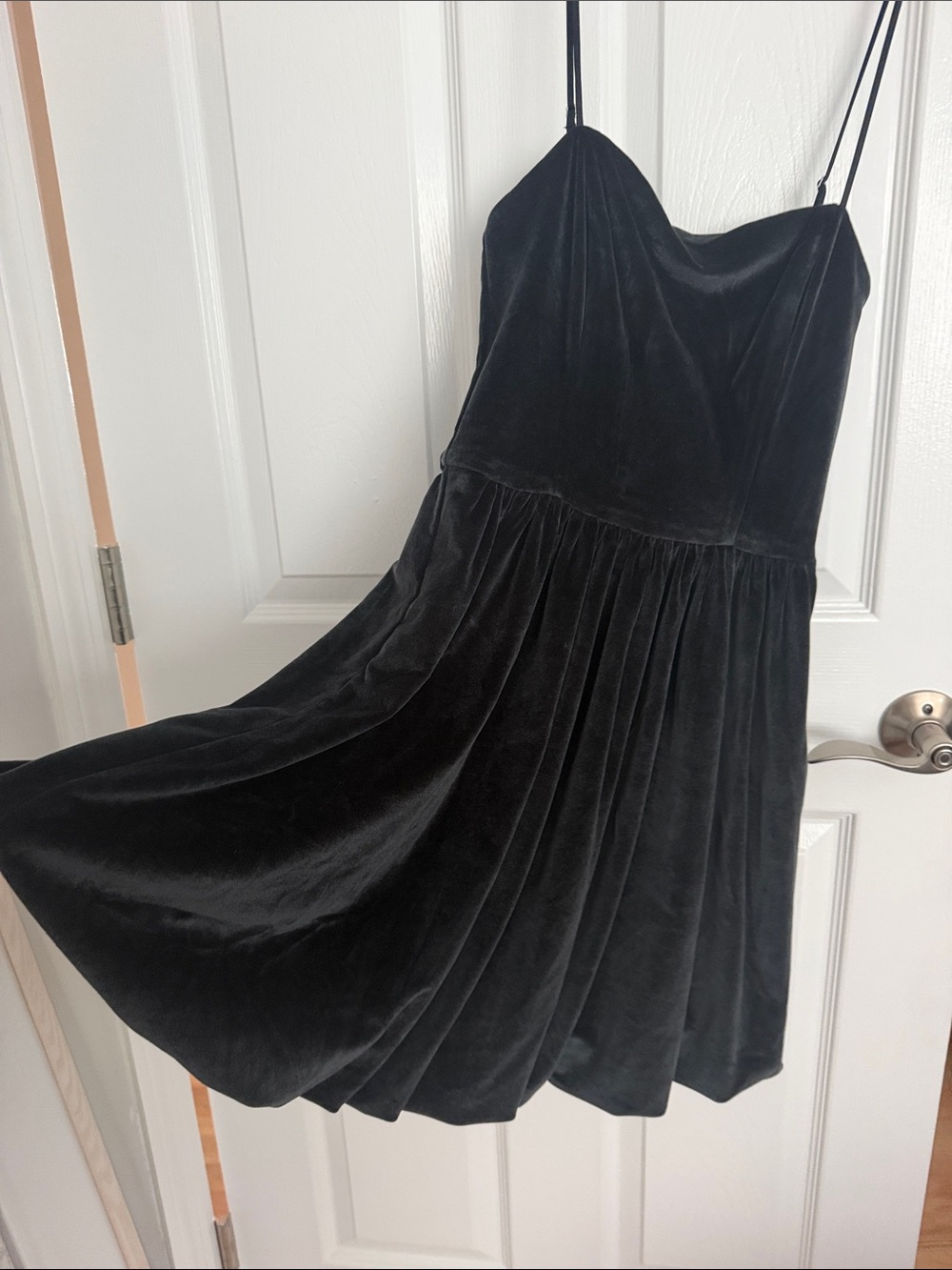 Black Velvet Spaghetti Strap Dress